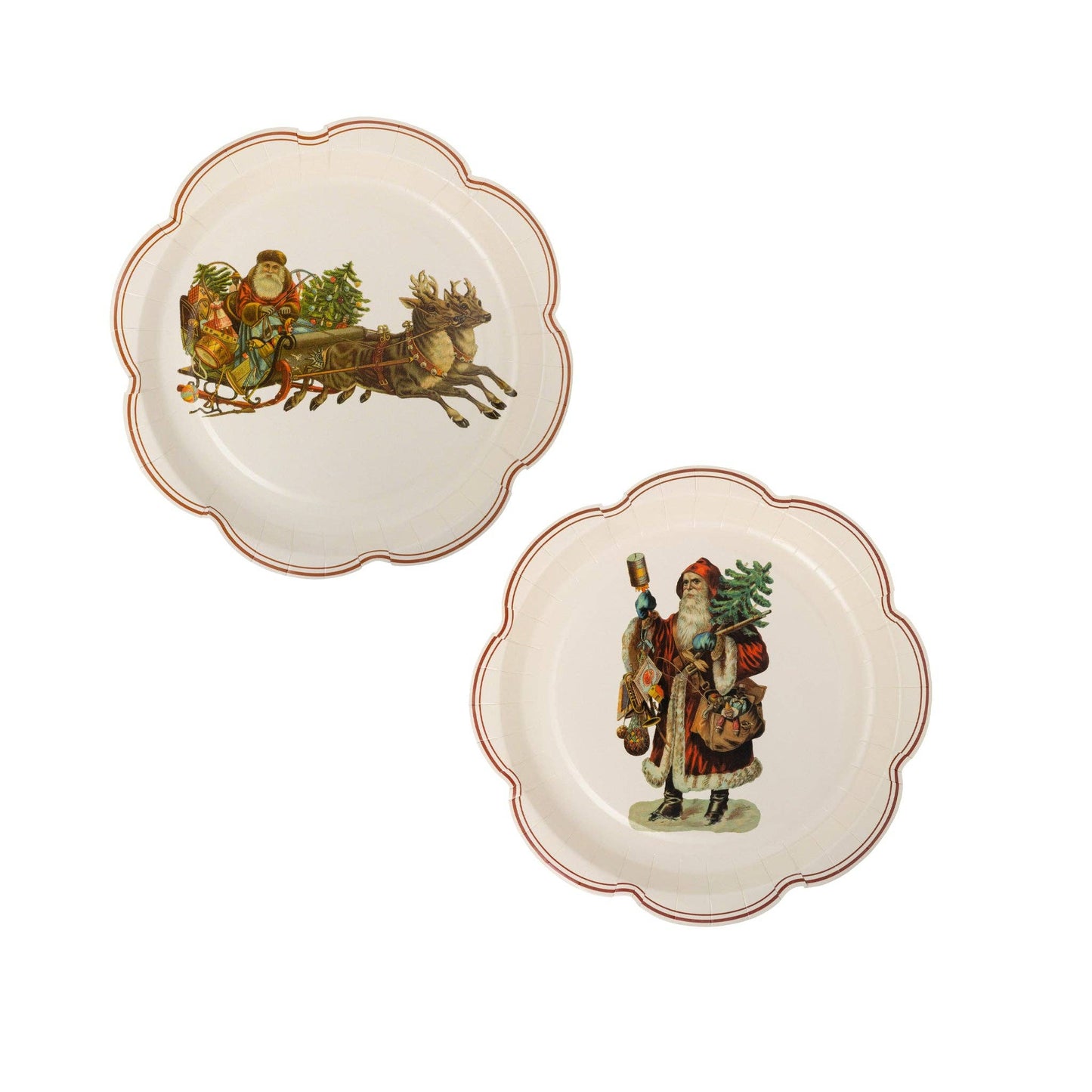 Santa Scalloped Disposable Plate Set