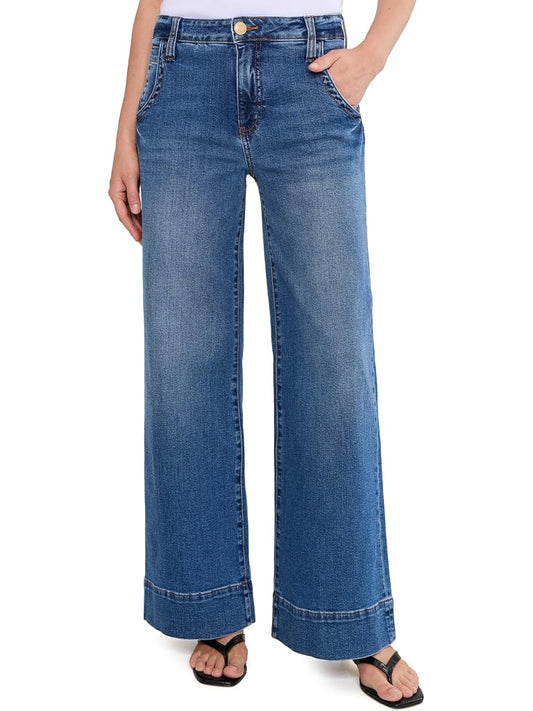 Maya High Rise Wide Leg Scoop Pocket (Journey) front view