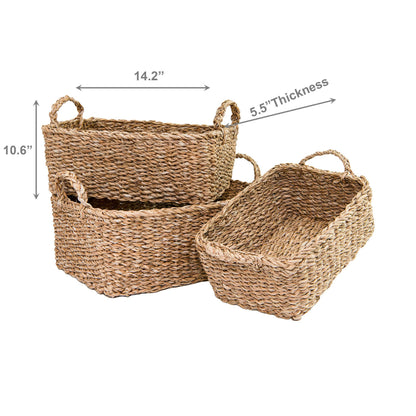 Rectangular Seagrass Basket w/ Handles — Medium (Natural)