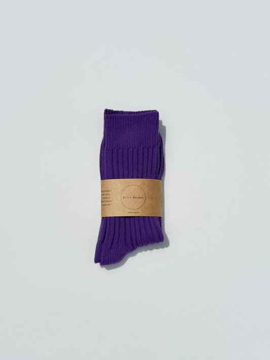 Ribbed Cotton High Socks Grapes