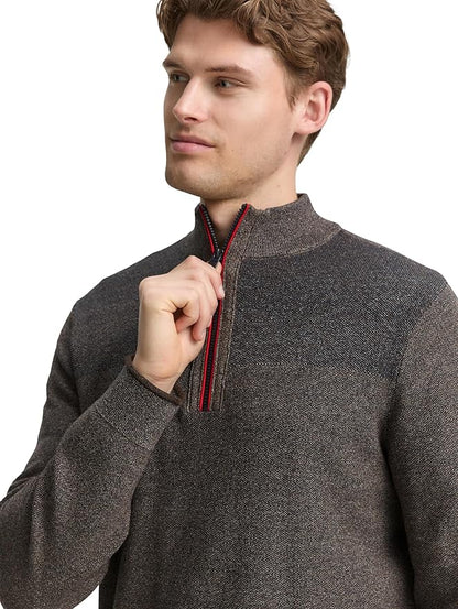 Ted Knit Troyer Mock Neck Quarter Zip (Brown)