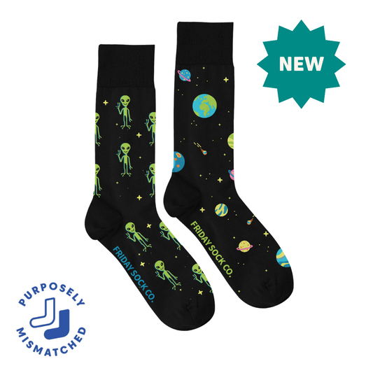 Men's Neon Alien Mid-Calf Socks