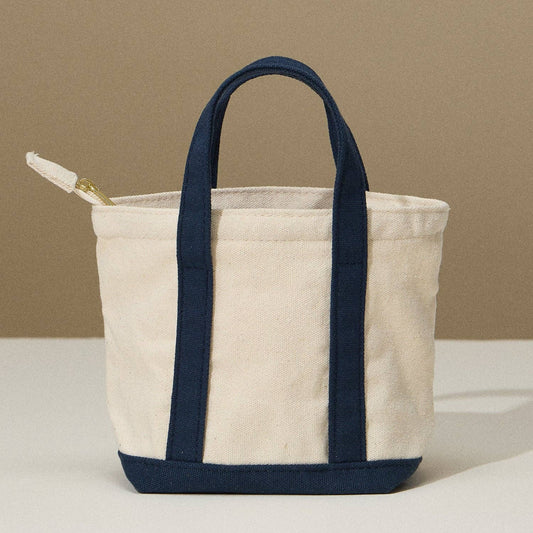 Mini Canvas Carry Bag | EcoCharm Cotton Pattern: Navy