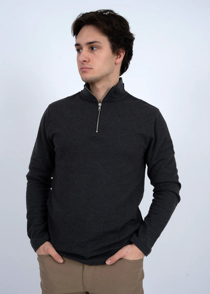 Ulo Mock Neck Ribbed Long Sleeve (Grey)
