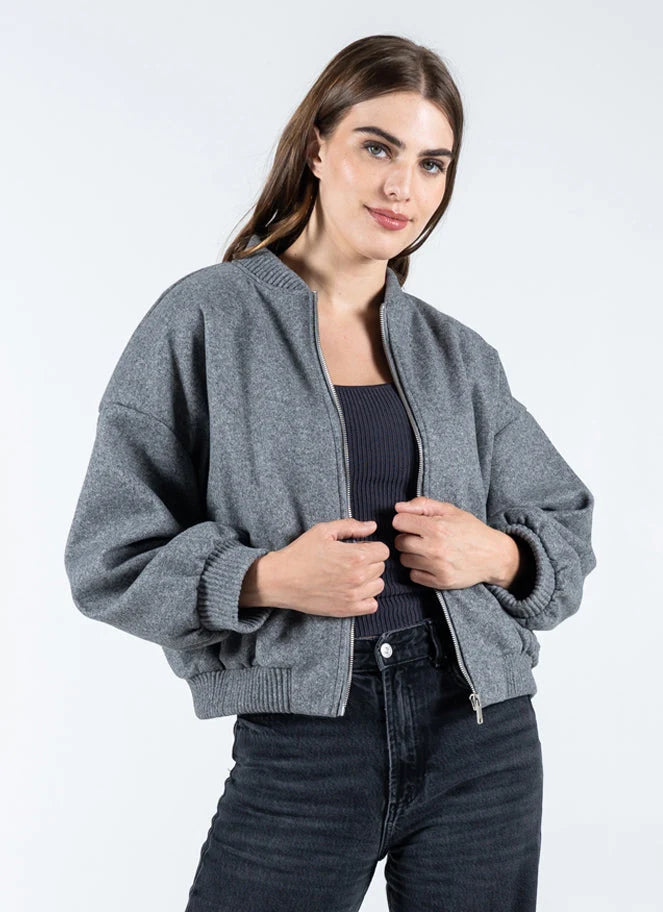 C'est Moi Felted Bomber Jacket (Stone)