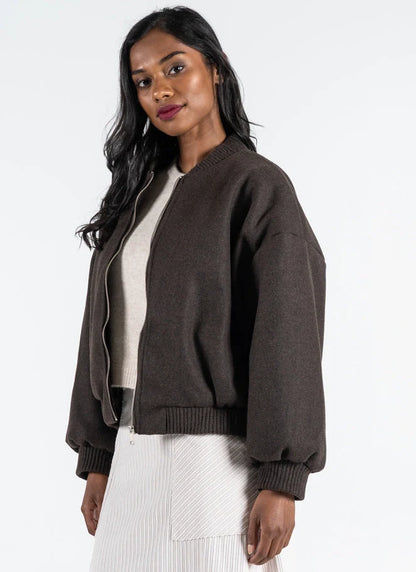C'est Moi Felted Bomber Jacket (Espresso)