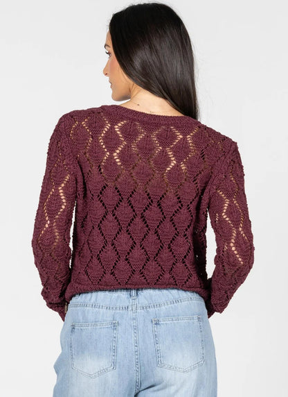 Layla Crochet Cardigan (Wine)