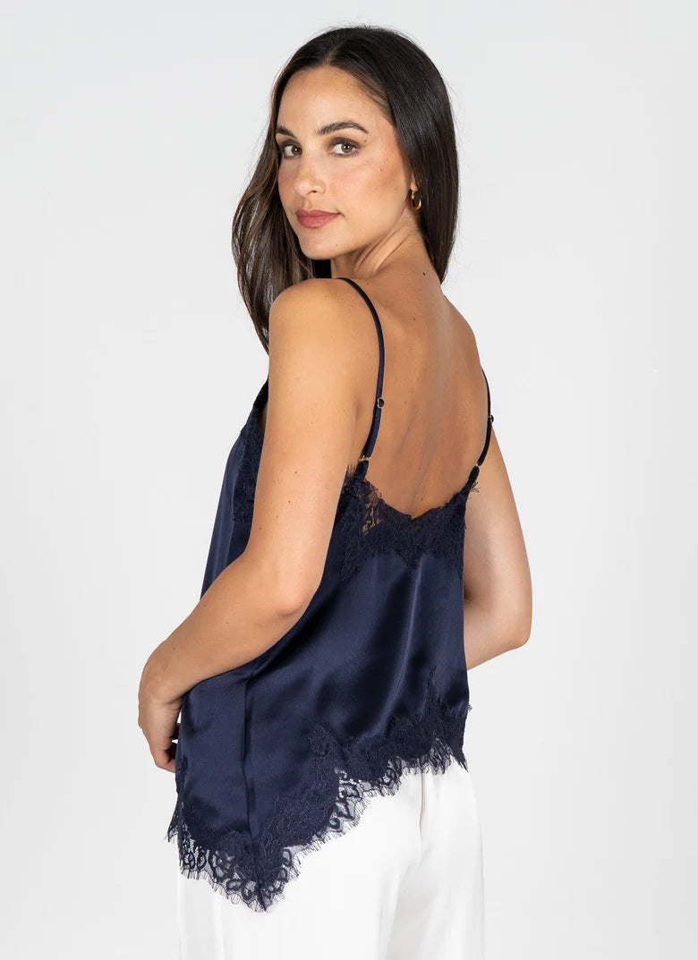 Satin Lace Cami (Navy)