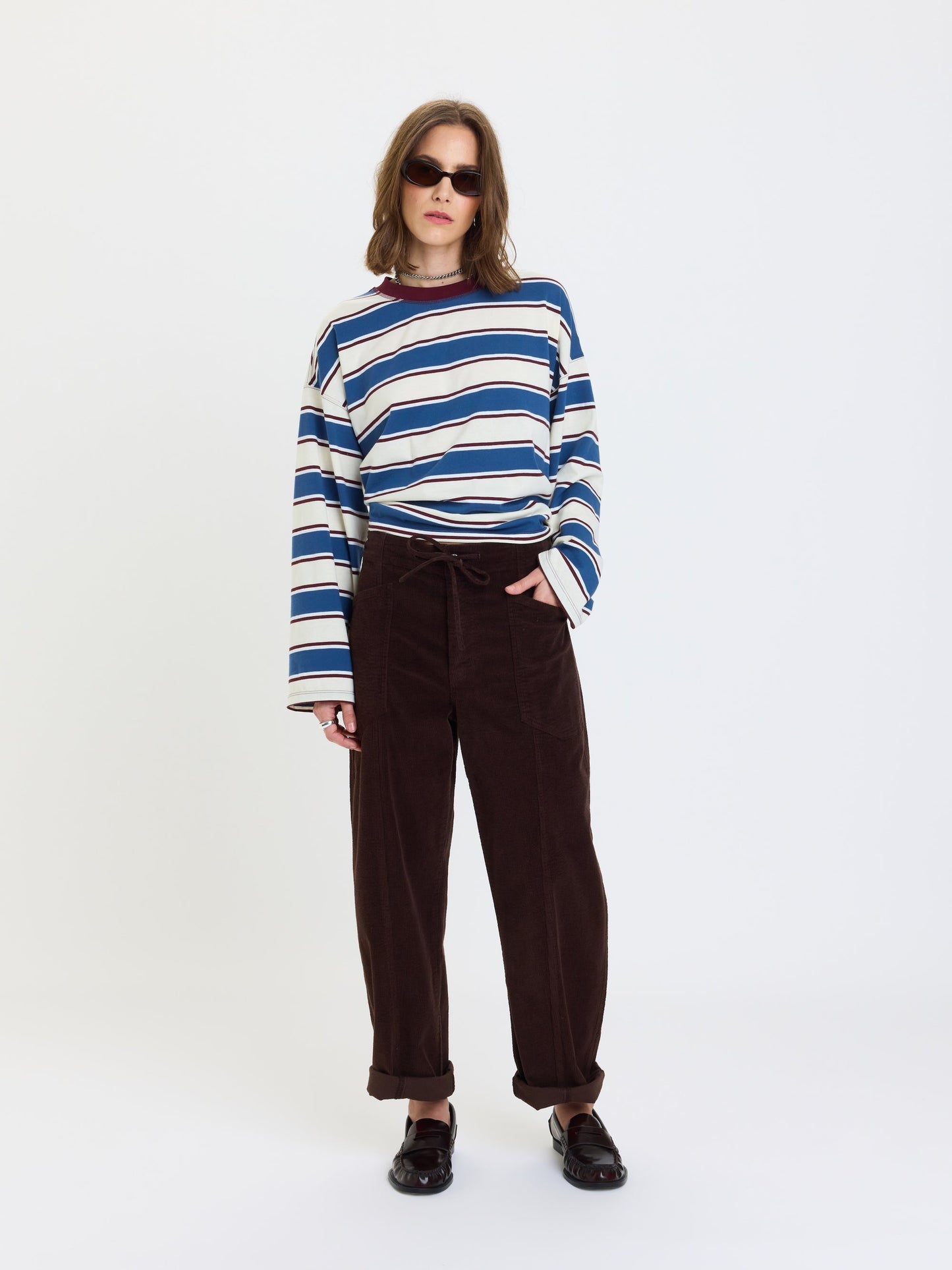 Villa Drawstring Barrel Leg Pant (Chocolate) view 2