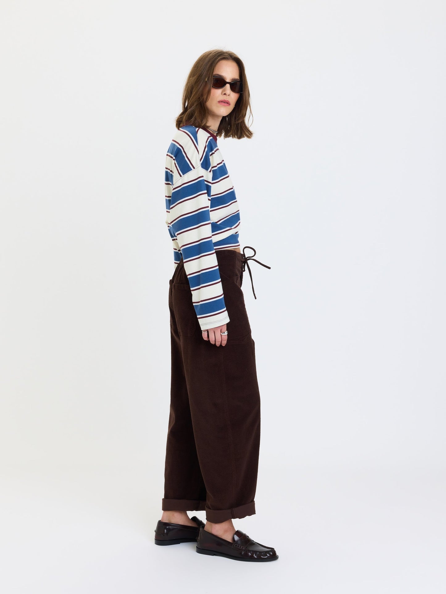 Villa Drawstring Barrel Leg Pant (Chocolate) view 3