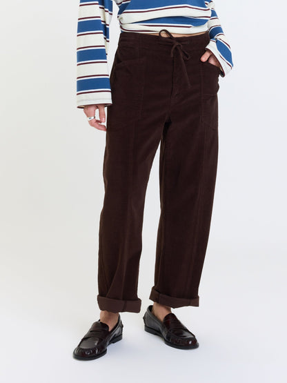 Villa Drawstring Barrel Leg Pant (Chocolate) view 5