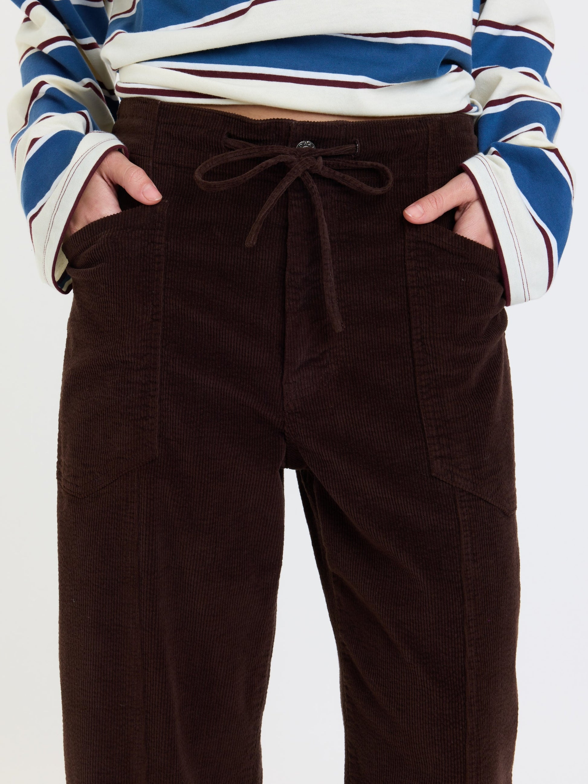 Villa Drawstring Barrel Leg Pant (Chocolate) view 6