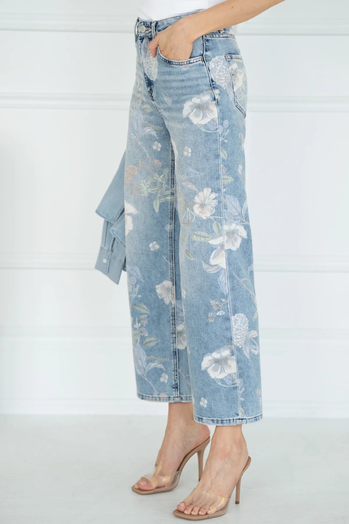 Cheryl Wide Leg Floral Jeans (Floral Print)