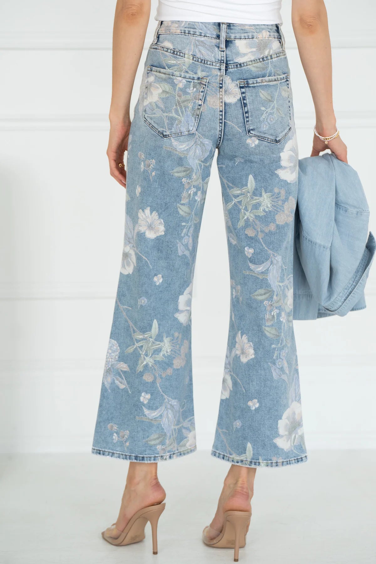 Cheryl Wide Leg Floral Jeans (Floral Print)