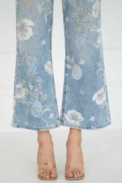 Cheryl Wide Leg Floral Jeans (Floral Print)