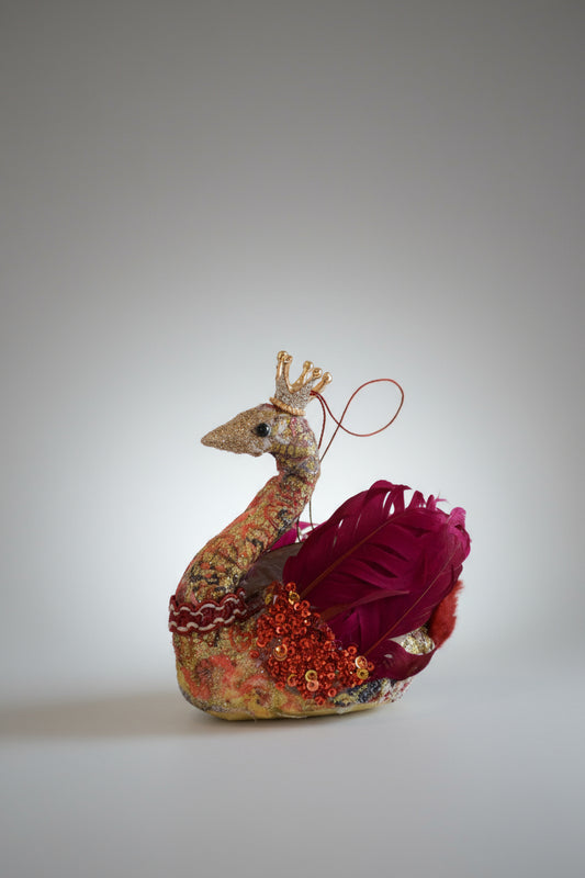 Foam and Feather Swan Ornament