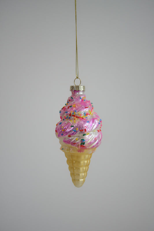Glass Ice Cream Cone Ornament