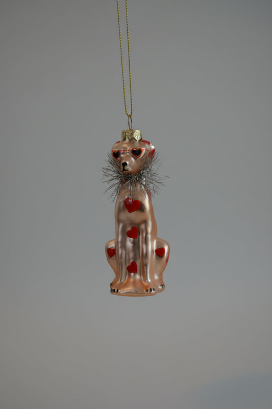Dog With Hearts Ornament