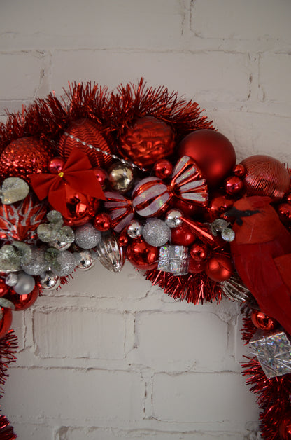 Red Cluster Wreath with Bird