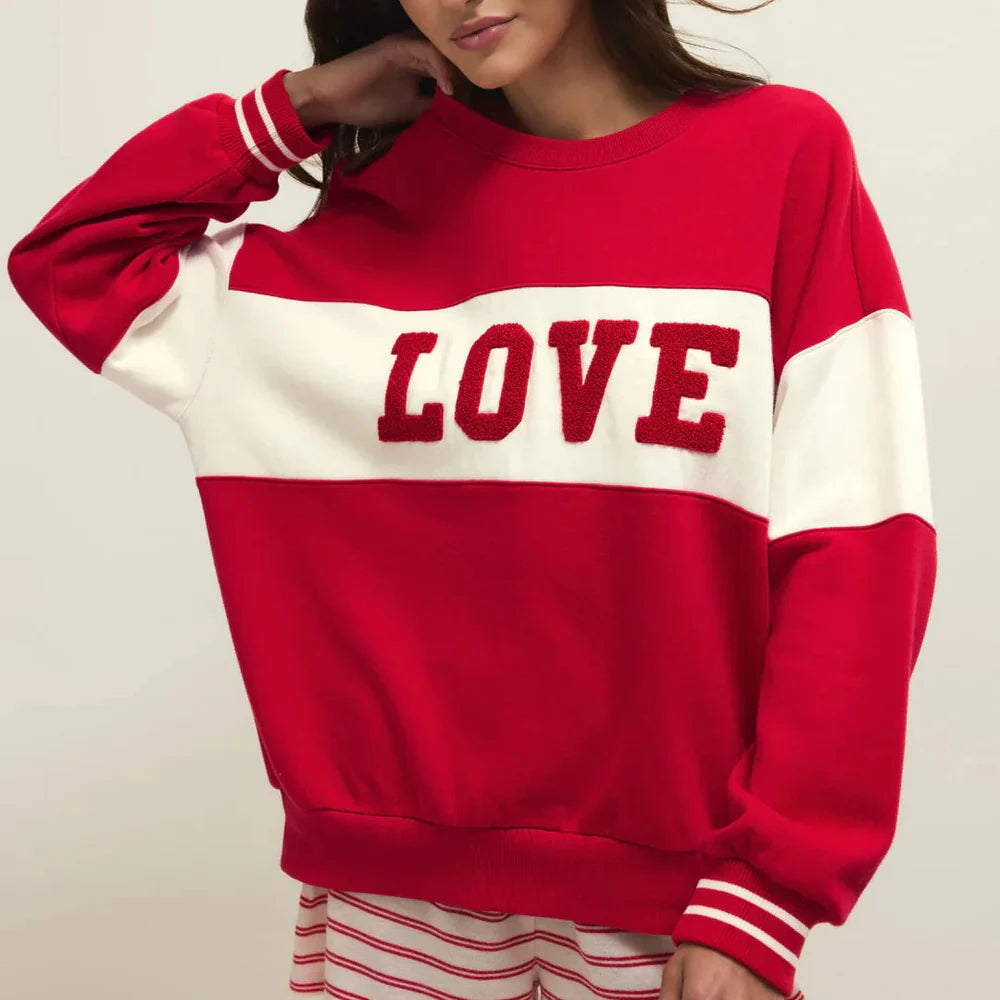 Oversized Love Sweatshirt (Kiss Me Red)