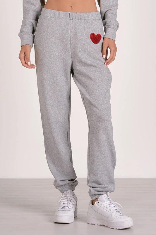 Heart Fleece Jogger (Grey)