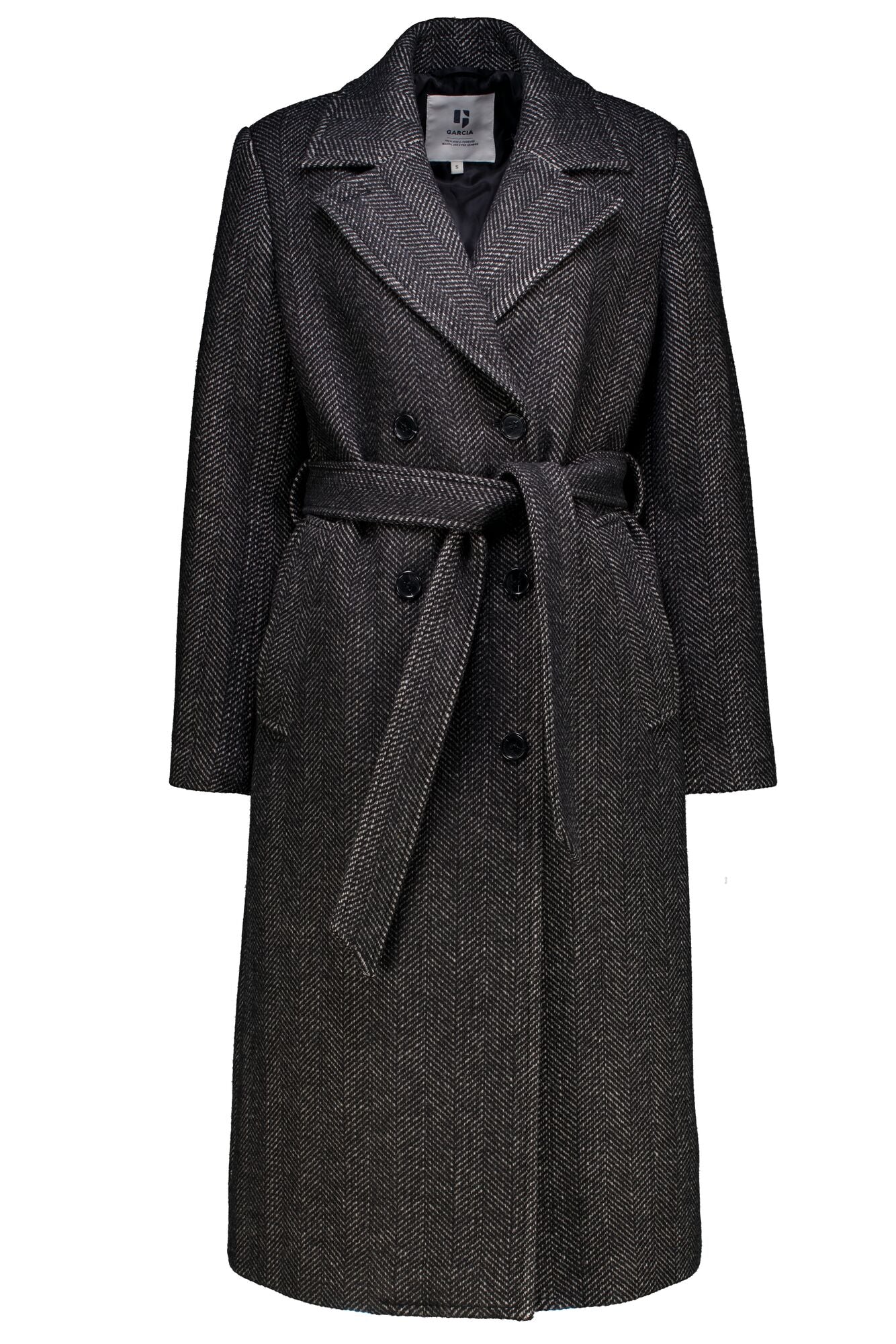 Herringbone Long Coat (Black)