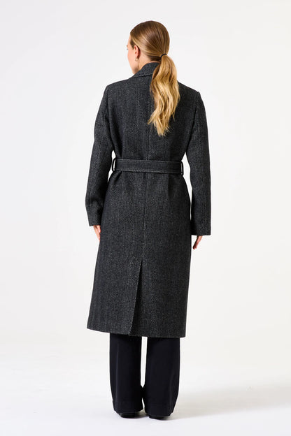 Herringbone Long Coat (Black)