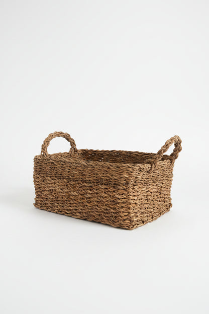 Rectangular Seagrass Basket w/ Handles — Large (Natural)