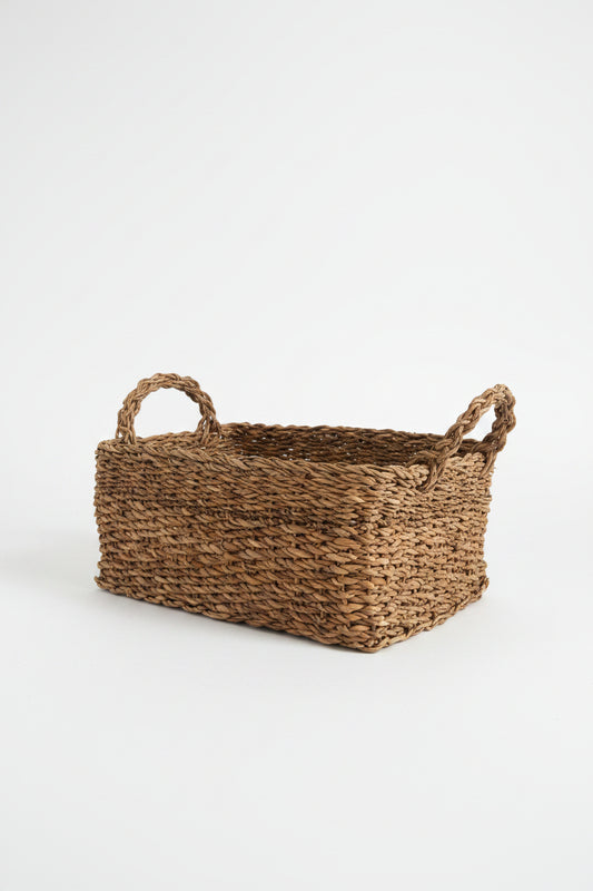 Rectangular Seagrass Basket w/ Handles — Large (Natural)