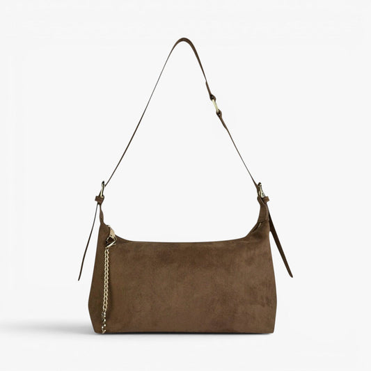 IVY Faux Suede Adjustable Shoulder Bag (Mocha)