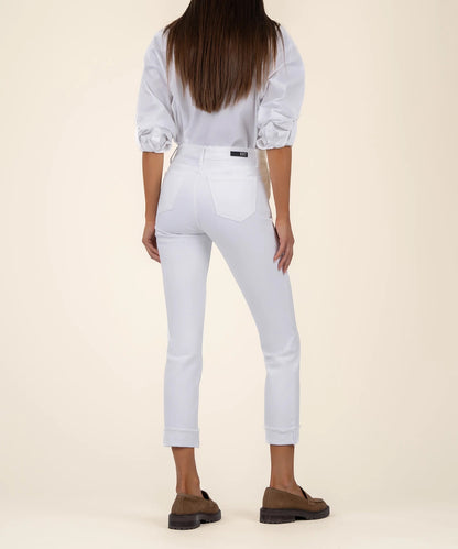 KUT Amy Mid Rise Crop Straight Leg (White)