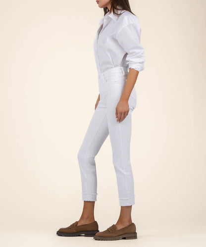 KUT Amy Mid Rise Crop Straight Leg (White)