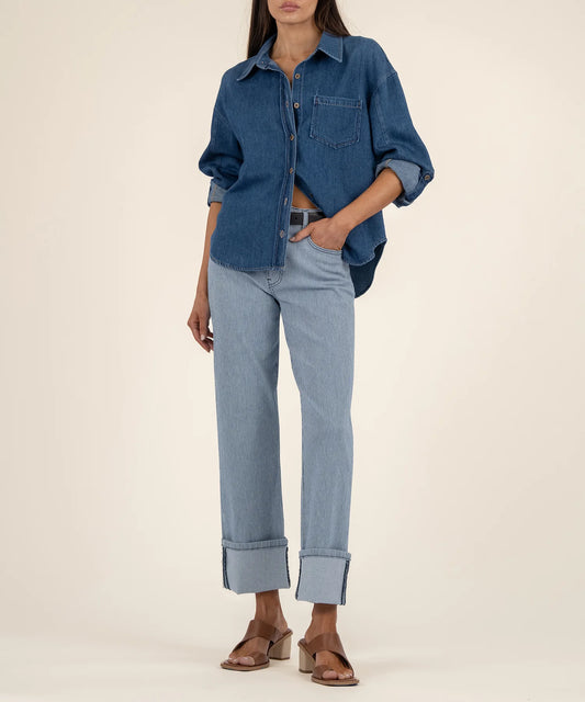Fay High Rise Straight Leg (Blue/White)