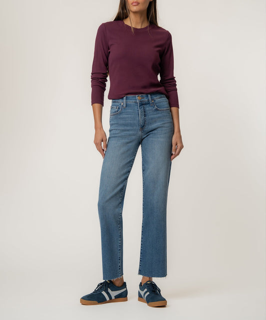 Avery High Rise Straight Leg Raw Hem (Building) front view