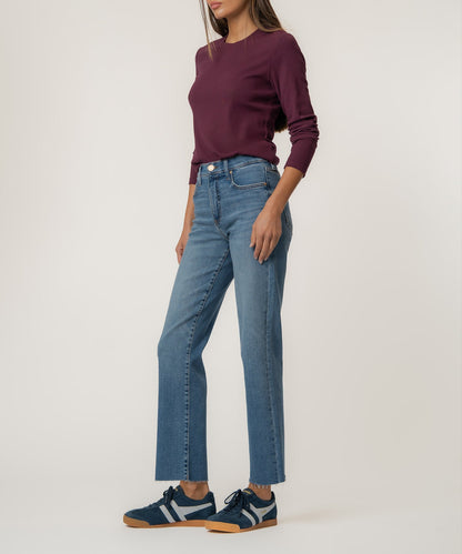 Avery High Rise Straight Leg Raw Hem (Building) view 2