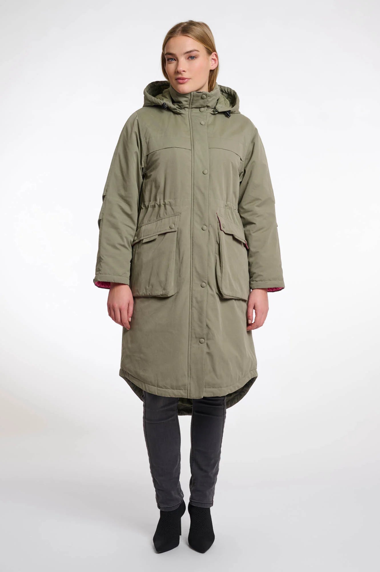 Lina Long Parka with Hood (Green Ash)