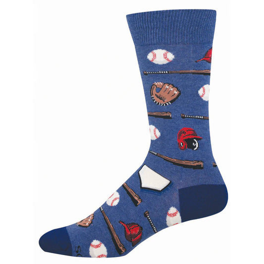 Playing Hardball Blue Heather Men's Crew Socks