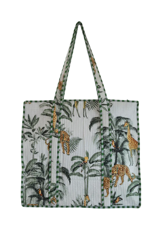 Quilted Tote (Green Tropics)