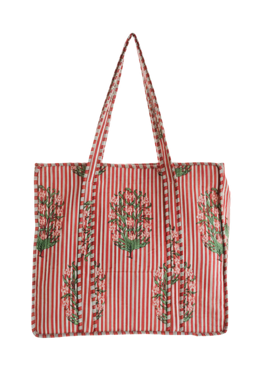 Quilted Tote (Red Stripe)