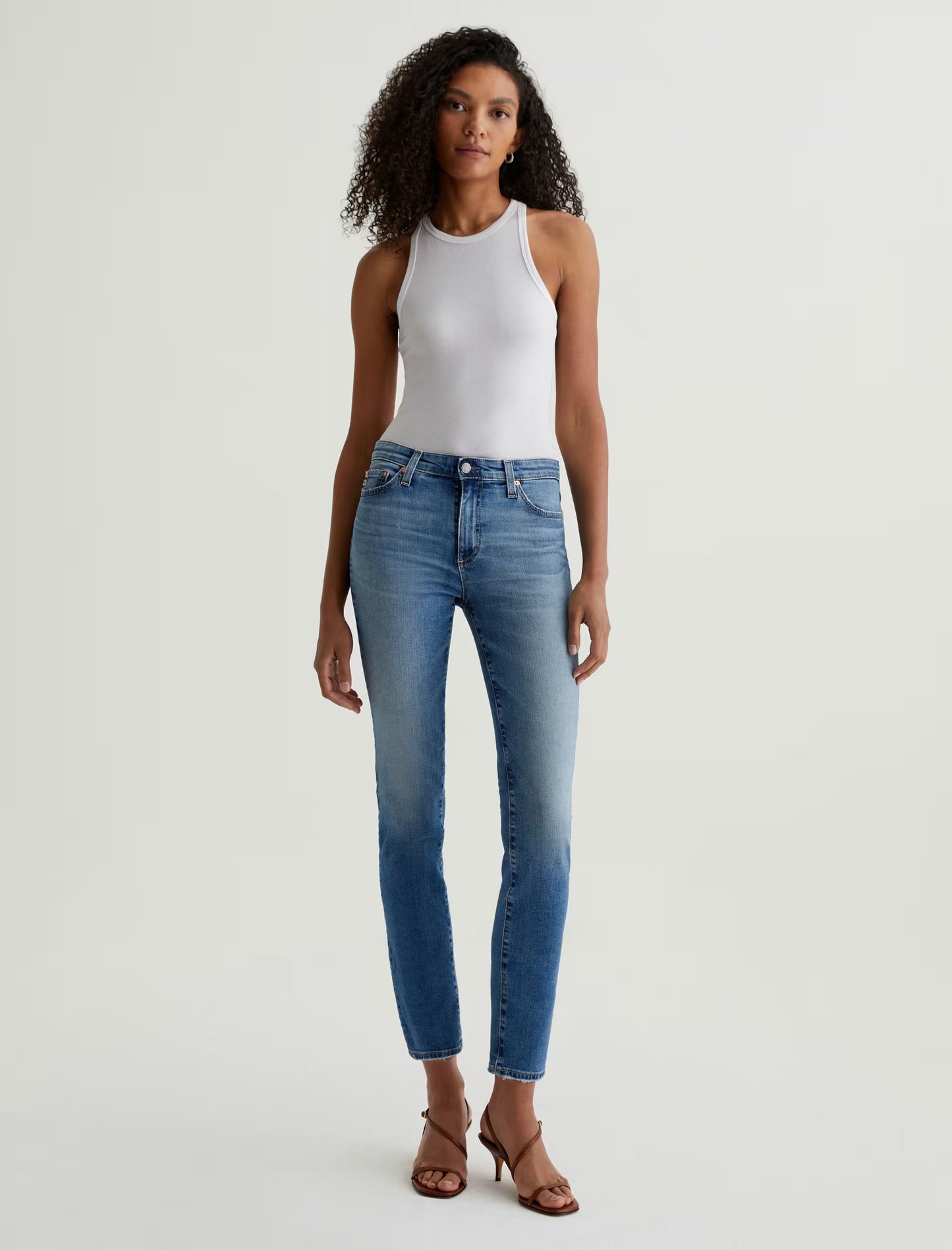 AG Mari Crop Mid-Rise Slim Straight Jeans (13 Years Reign)