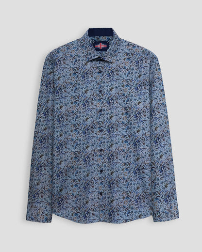 Scott Long Sleeve Shirt Blue Sketch Botanical
