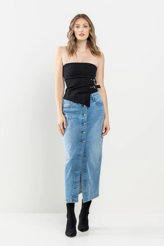 Lisbeth Maxi Jean Skirt (Medium Light Wash)