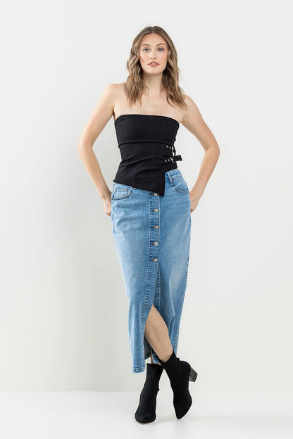 Lisbeth Maxi Jean Skirt (Medium Light Wash)