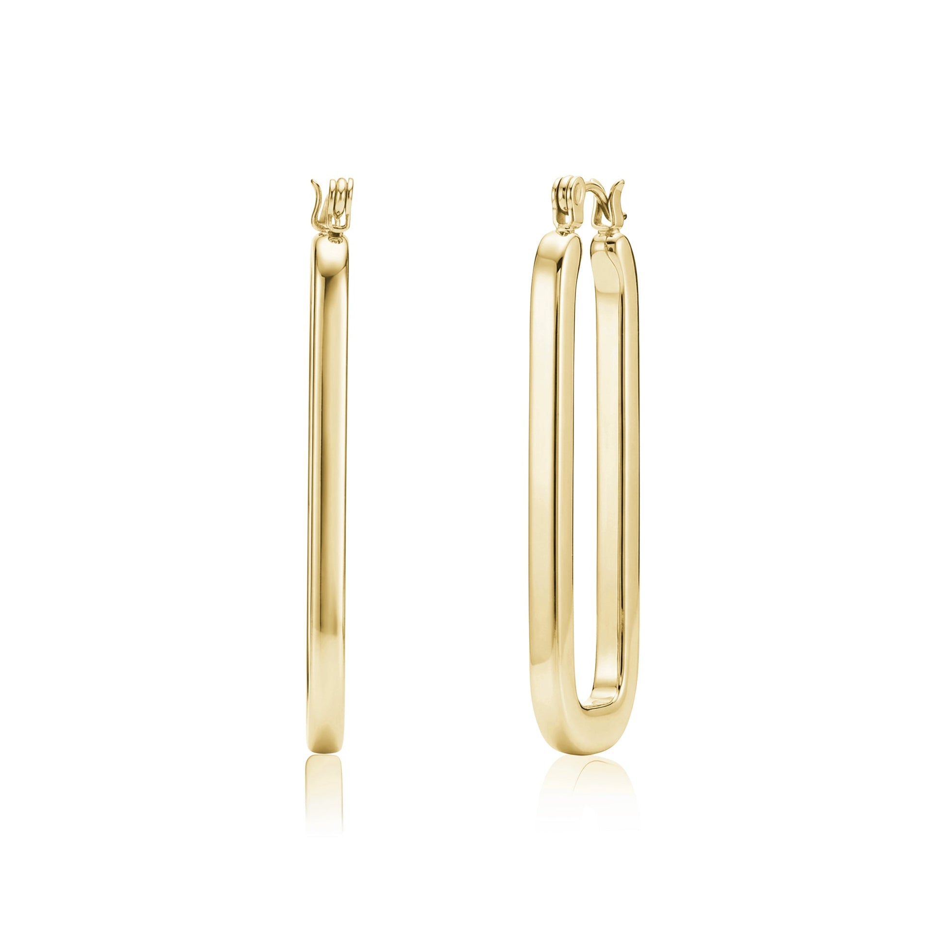 Elongated Oval Hoop Earrings (Gold)