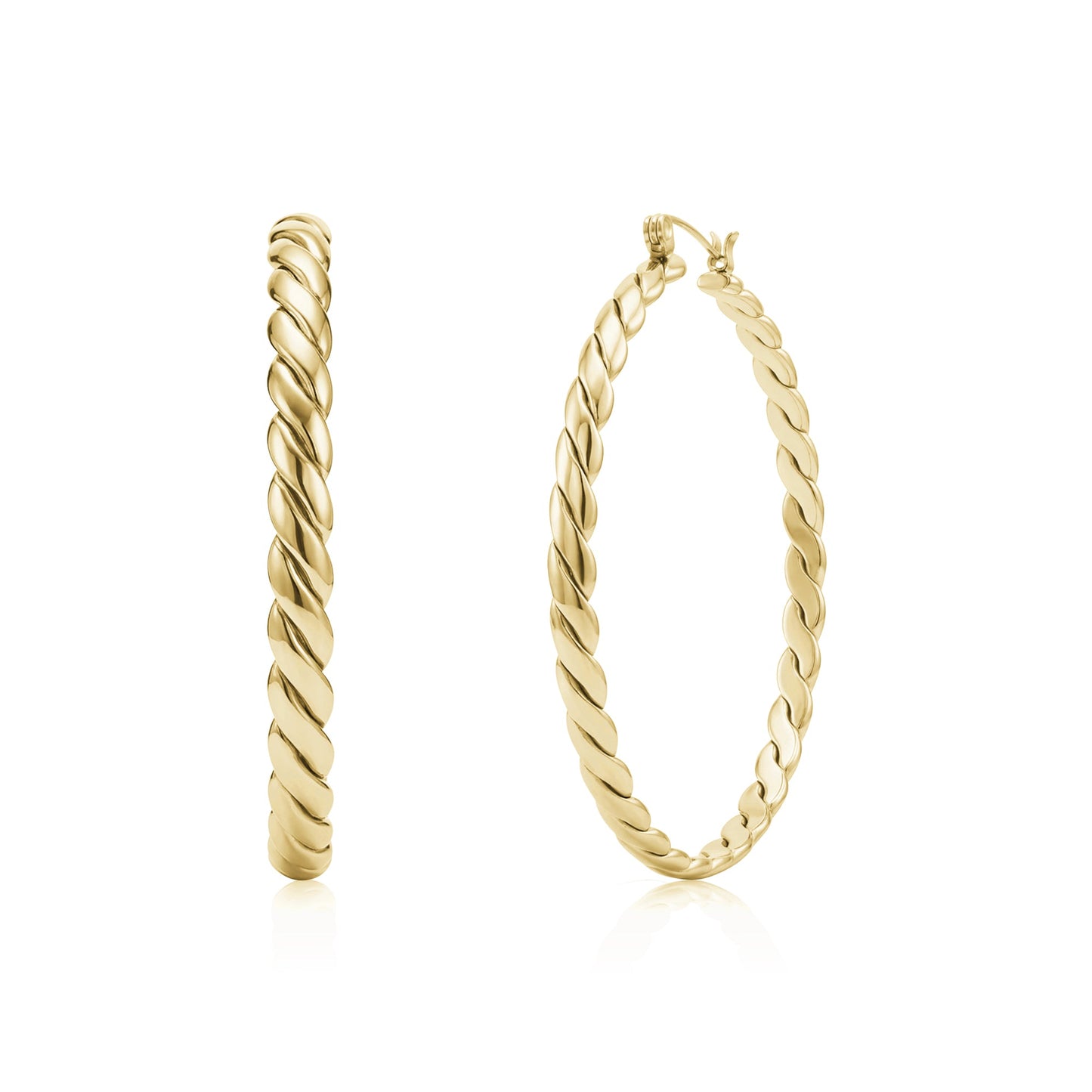 Twisted Rope Hoop Earrings (Gold)