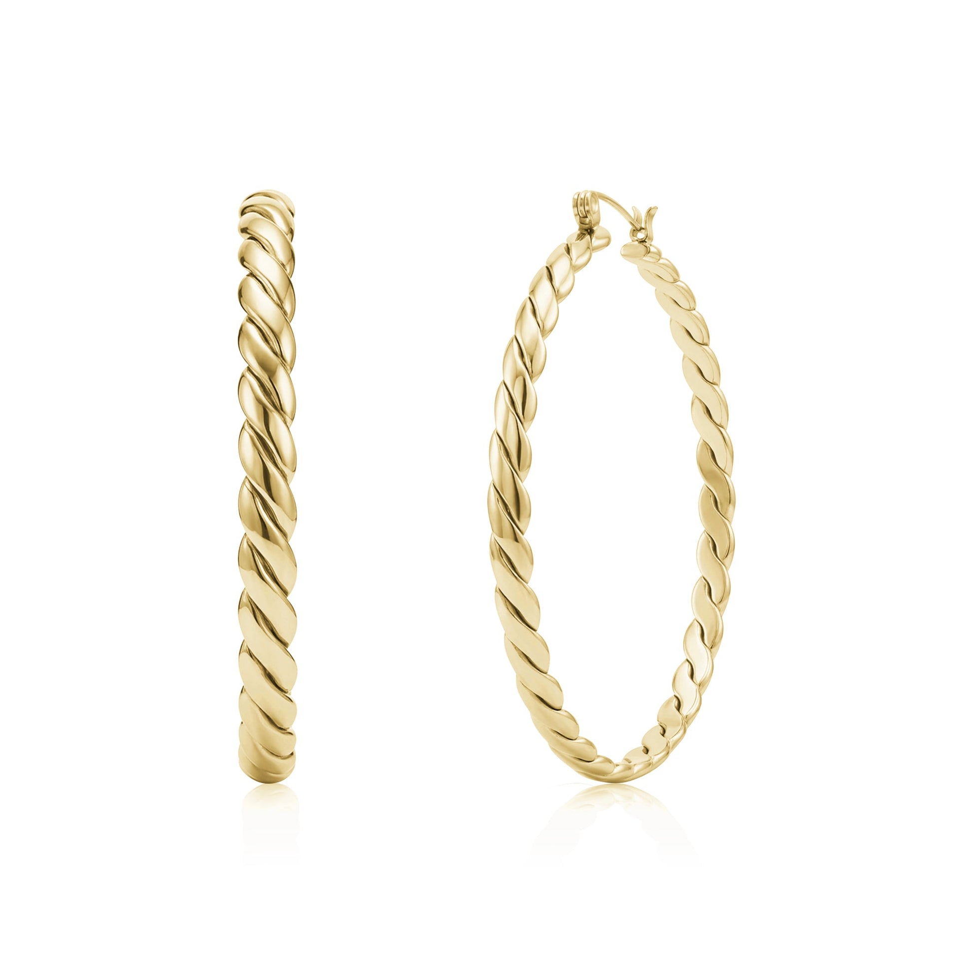 Twisted Rope Hoop Earrings (Gold)