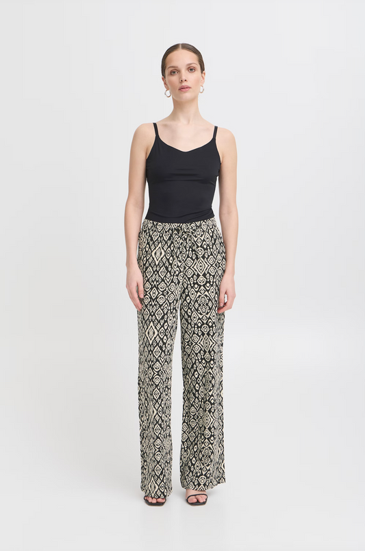 Ihlinno Linen Ikat Pants (Black/White)