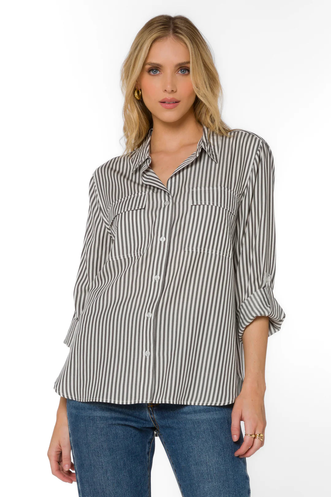Talma Long Sleeve Shirt (Charcoal Stripe)