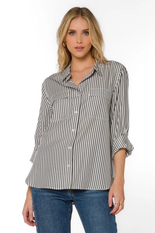 Talma Long Sleeve Shirt (Charcoal Stripe)