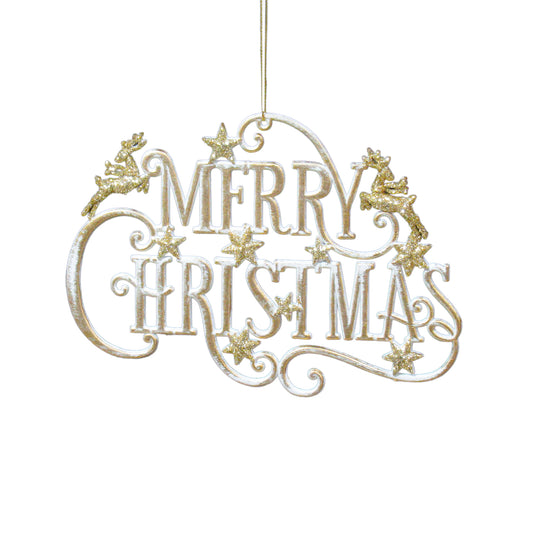 Rustic Gold Merry Christmas Ornament